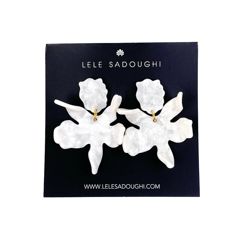 Lele Sadoughi Small Paper Lily Earrings White